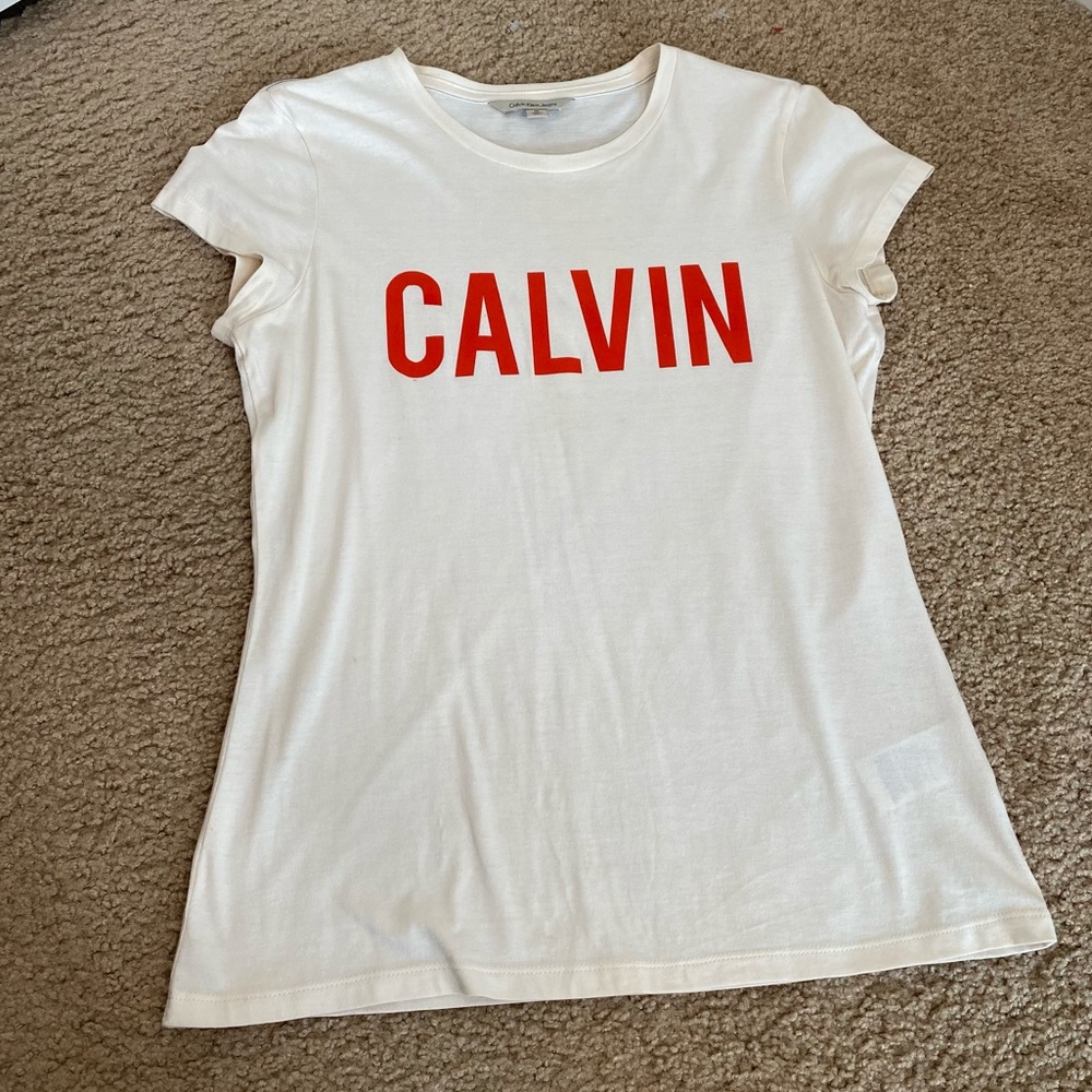 CALVIN KLEIN JEANS LOGO NEUTRAL TEE M